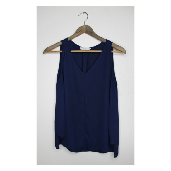 Anthro Elodie Blue Sleeveless Blouse Small - Picture 2 of 6